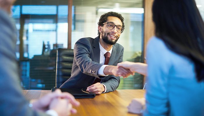 A businessman shaking hands