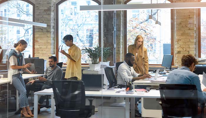 A group of co-workers in the office